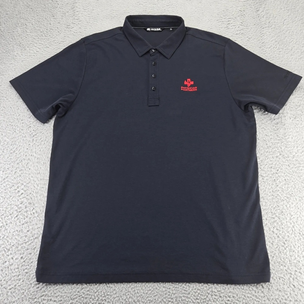 Travis Mathew Shirt Mens XXL‎ Black Short Sleeve Golf Lightweight Outdoors Polo